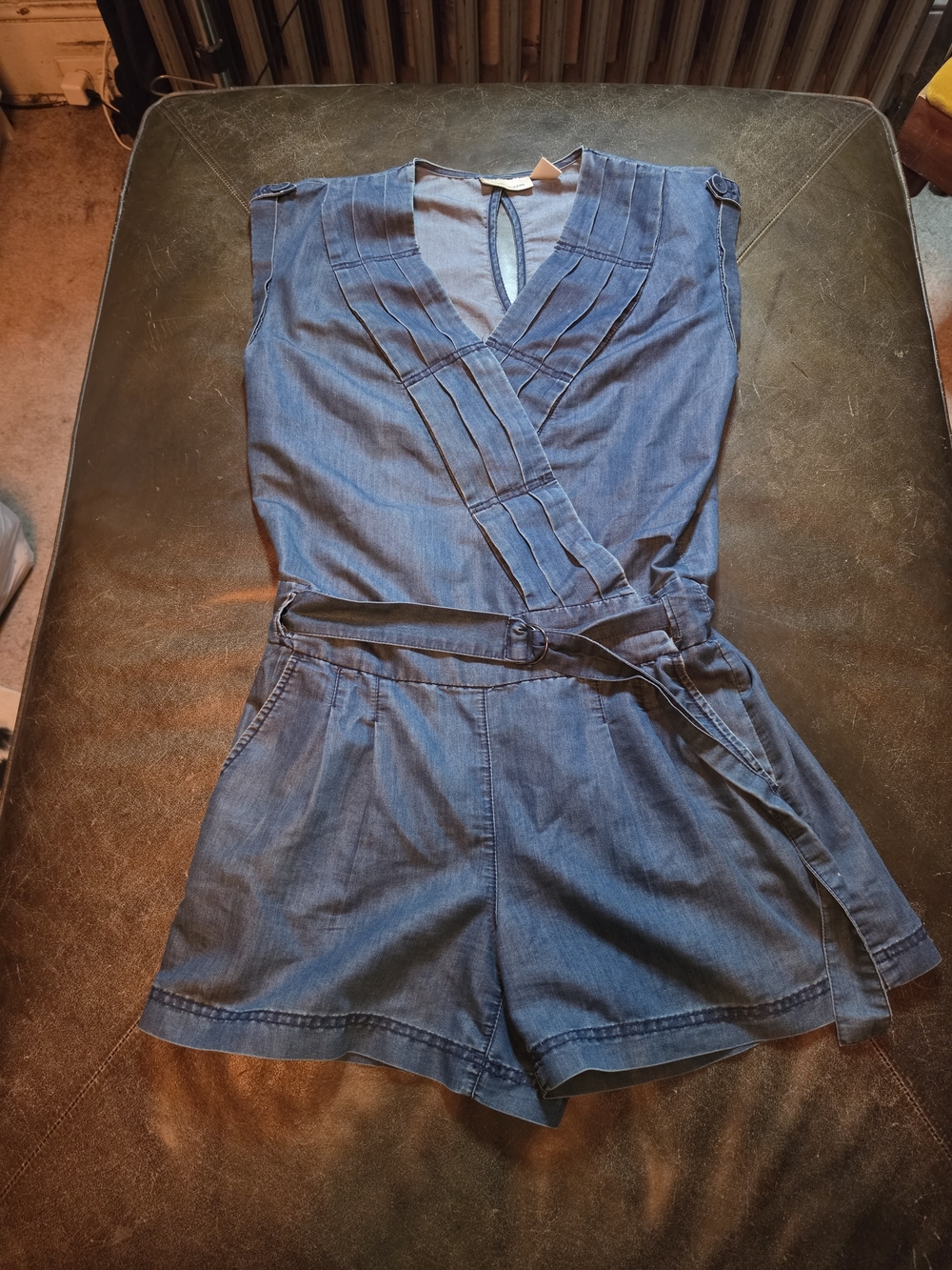 DKNY Jeans Denim Sleeveless Wrap-Front Romper